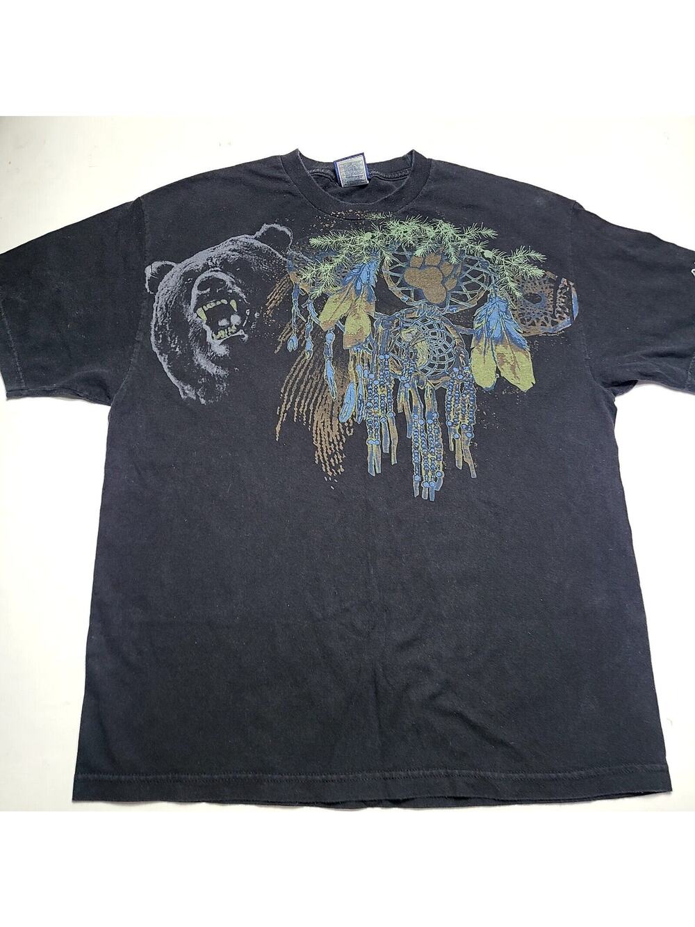 Vintage Polar Graphics USA Grizzly Bear Native Dreamcatcher T-shirt Size XL